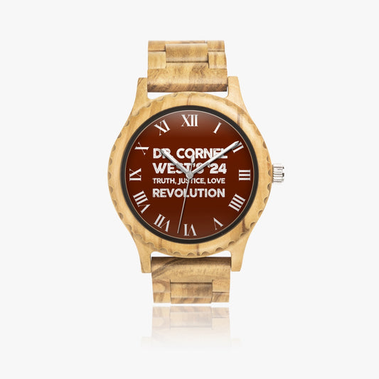 Truth Justice Love Revolution Italian Olive Lumber Wooden Watch #2