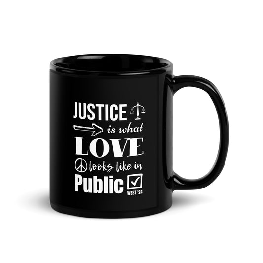 Justice Black Glossy Mug