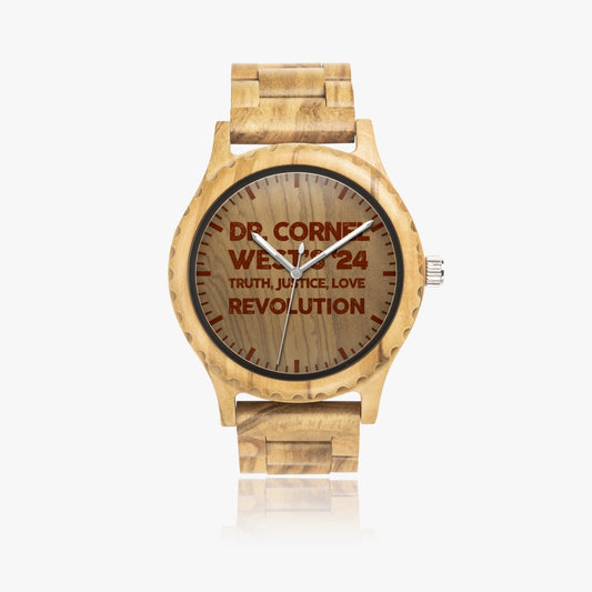 Truth Justice Love Revolution Italian Olive Lumber Wooden Watch