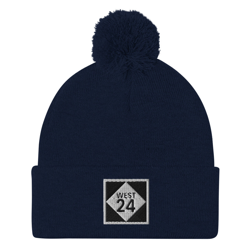 Revolution Highway Embroidered Pom-Pom Beanie