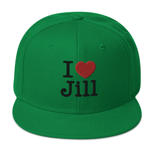 I Love Jill Embroidered Snapback Hat