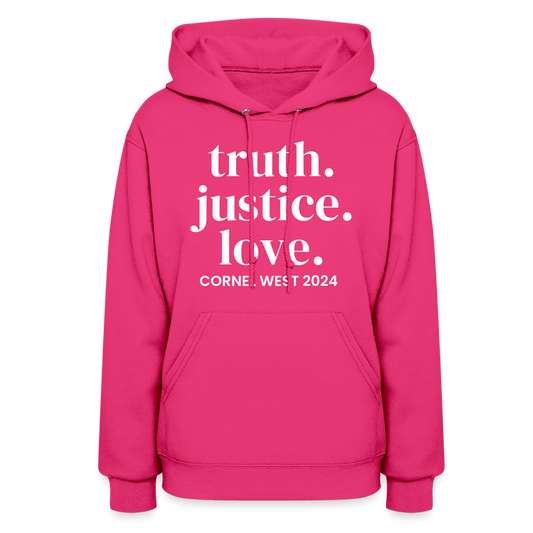 Women's Truth Justice Love Hoodie - fuchsia
