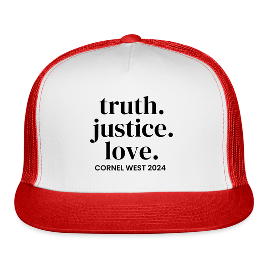 Truth Justice Love Trucker Cap - white/red