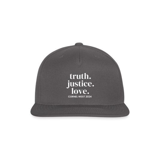 Truth Justice Love Snapback Baseball Cap - dark grey