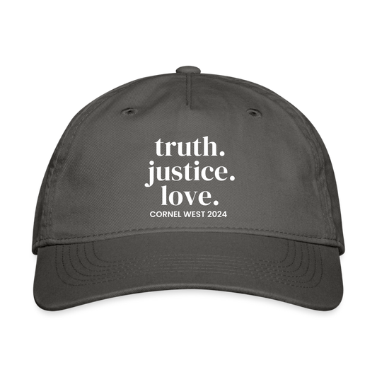 Organic Truth Justice Love Baseball Cap - charcoal