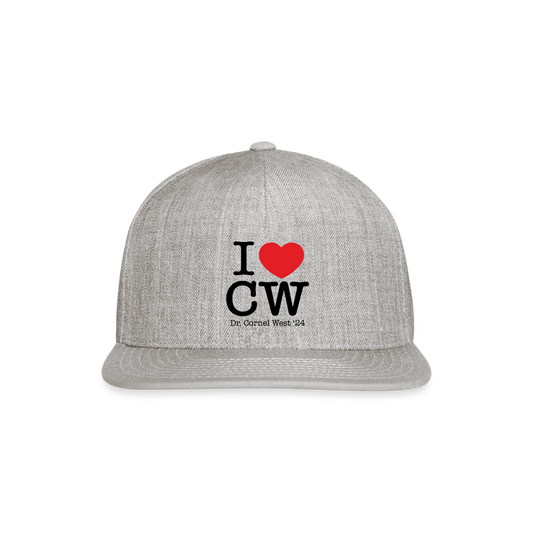 I Love CW Printed Snapback Baseball Cap - heather gray