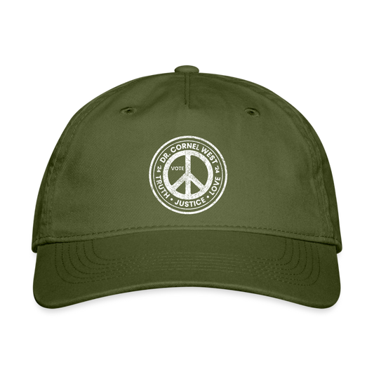 Peace Sign Printed Organic Baseball Cap - olive green