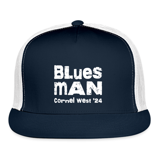 Blues Man Printed Trucker Cap - navy/white