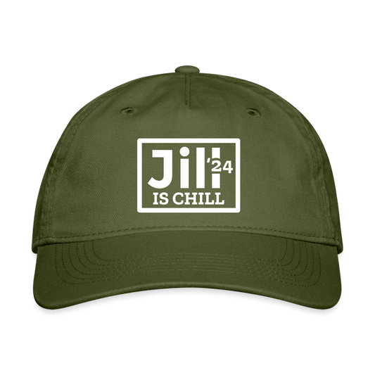 Jill is Chill Printed Organic Baseball Cap - olive green
