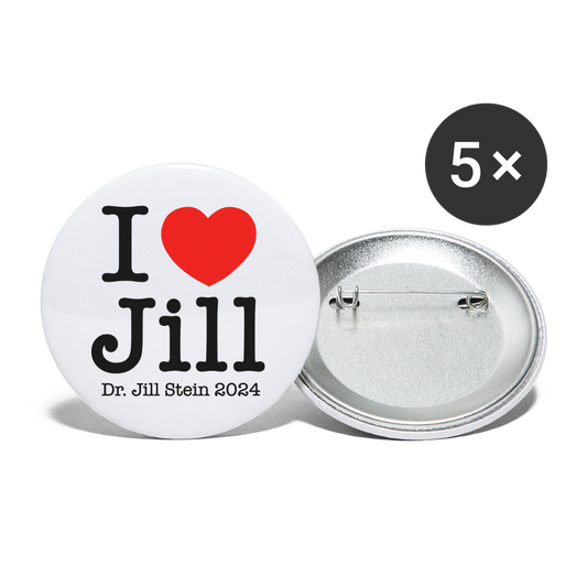I Love Jill Buttons Large 2.2'' (5-pack) - white