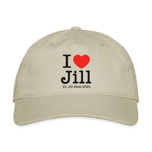 I Love Jill Printed Organic Baseball Cap - khaki