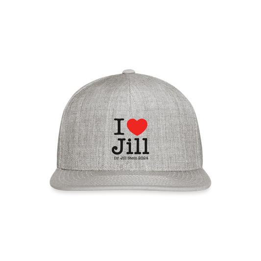 i Love Jill Printed Snapback Baseball Cap - heather gray