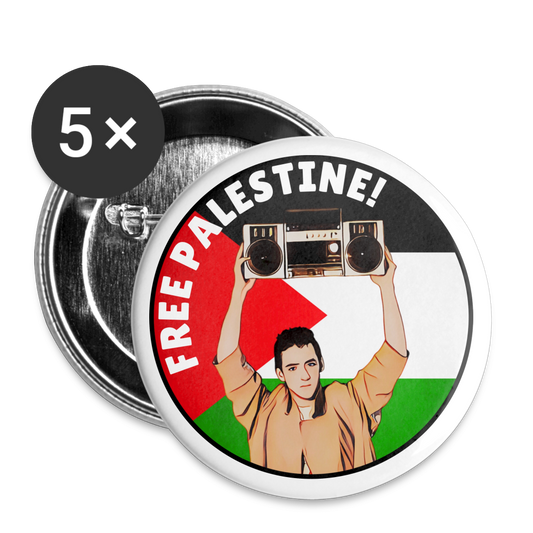 Cusack Free Palestine Buttons Large 2.2'' (5-pack) - white