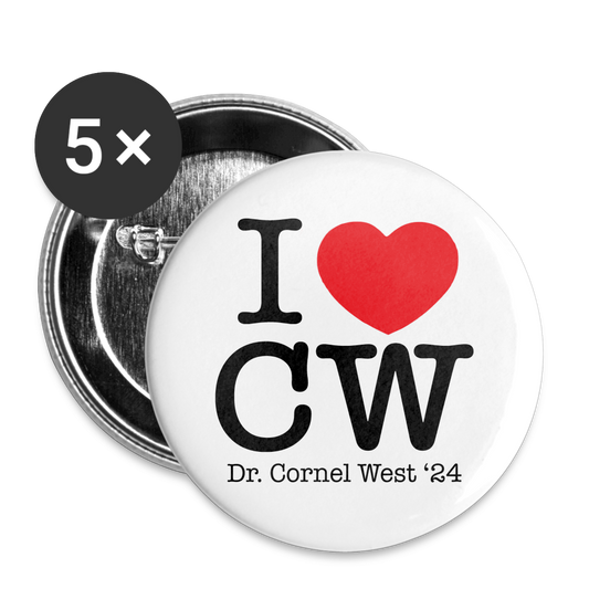 I Love CW Buttons Large 2.2'' (5-pack) - white