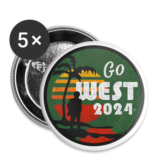 Go West Buttons Large 2.2'' (5-pack) - white