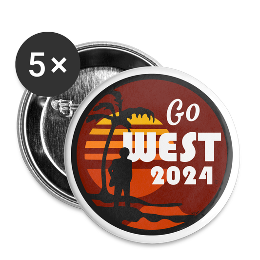 Go West Buttons Large 2.2'' (5-pack) - white