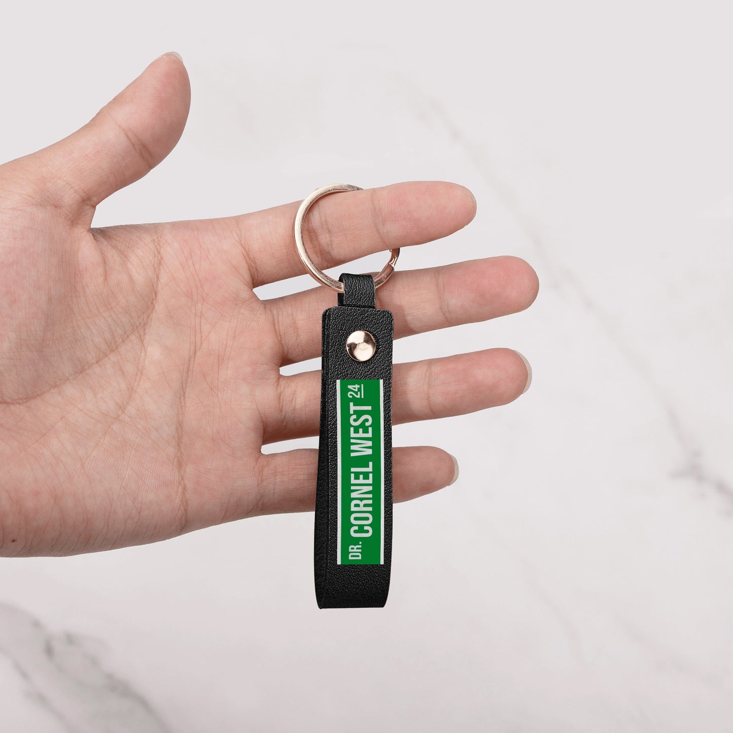 West 24 Street Leather Loop Keychain