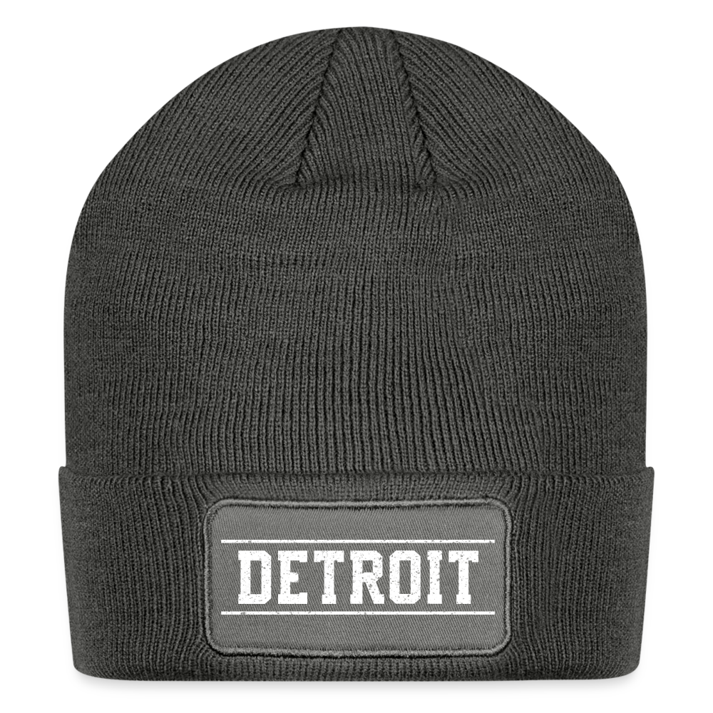 Detroit Patch Beanie - charcoal grey