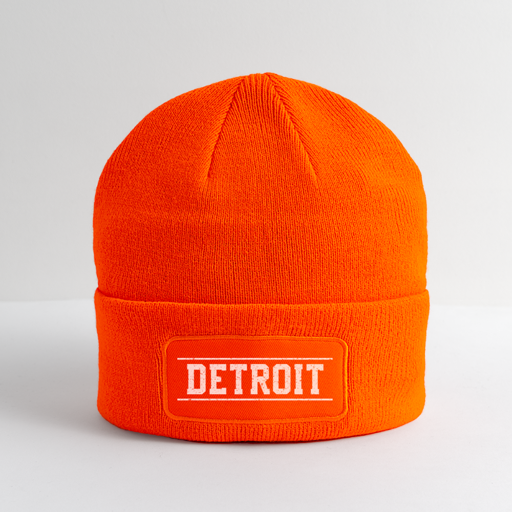 Detroit Patch Beanie - neon orange