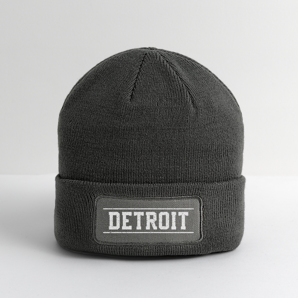 Detroit Patch Beanie - charcoal grey