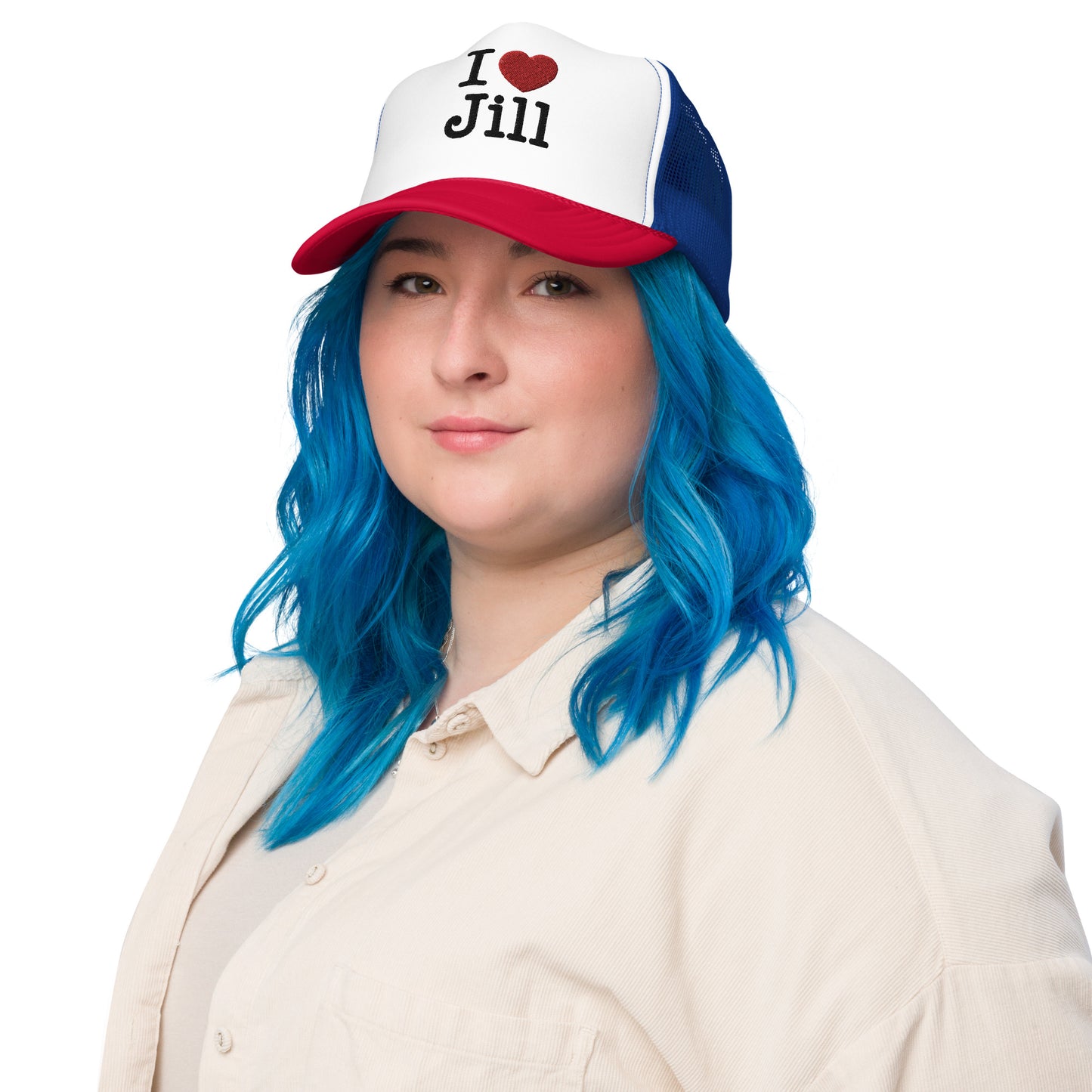 I Love Jill Embroidered Foam Trucker Hat