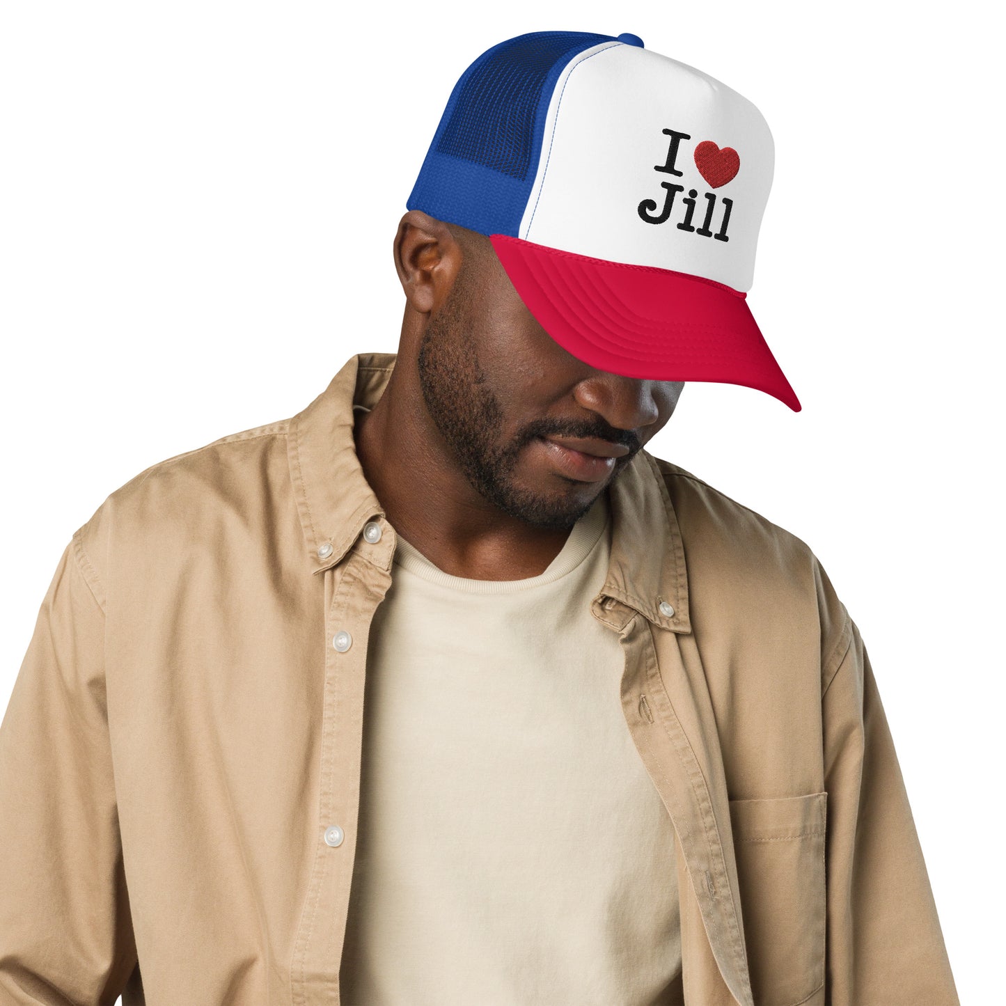 I Love Jill Embroidered Foam Trucker Hat
