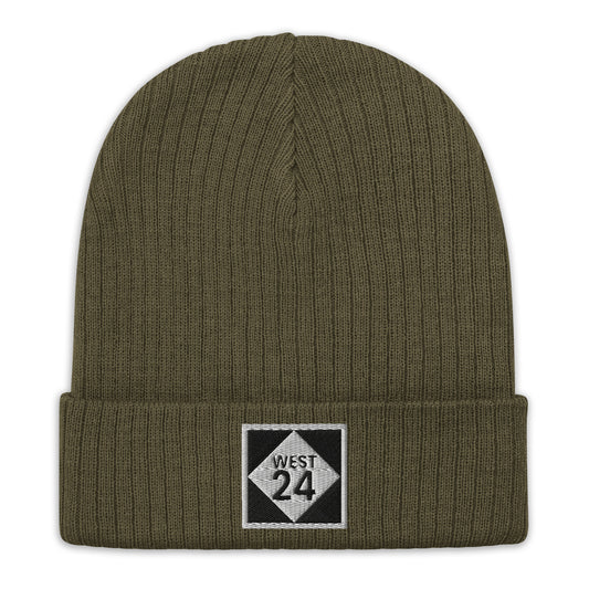Ribbed Eco Knit Embroidered Revolution Highway Beanie