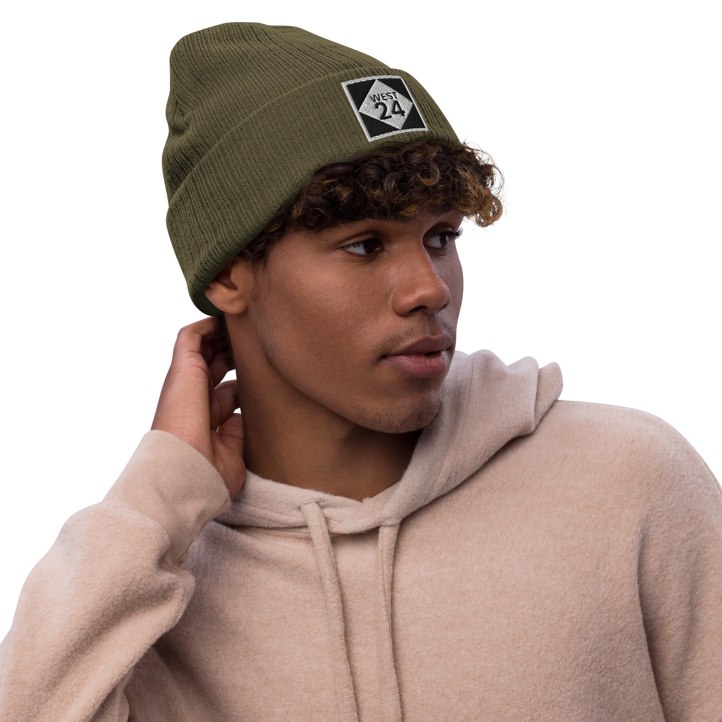 Ribbed Eco Knit Embroidered Revolution Highway Beanie