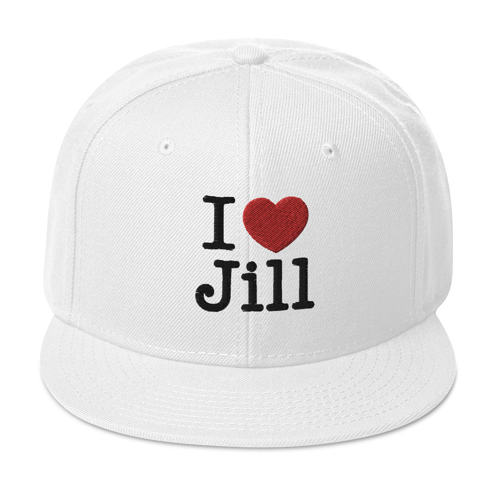 I Love Jill Embroidered Snapback Hat