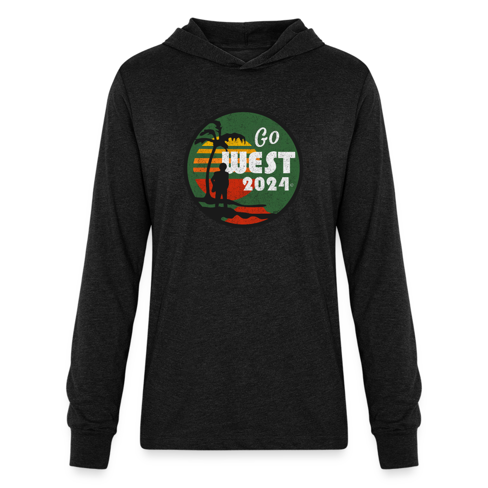 Unisex Long Sleeve Go West Hoodie Shirt - heather black