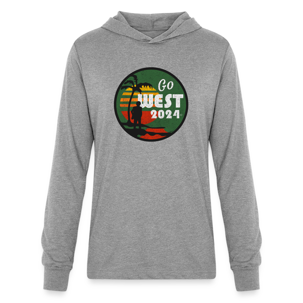 Unisex Long Sleeve Go West Hoodie Shirt - heather grey