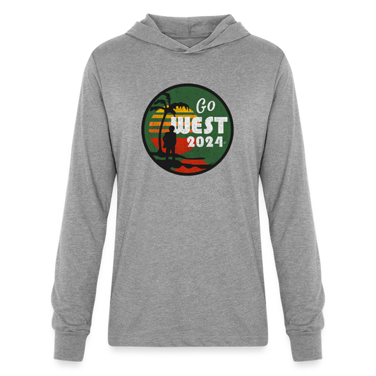 Unisex Long Sleeve Go West Hoodie Shirt - heather grey