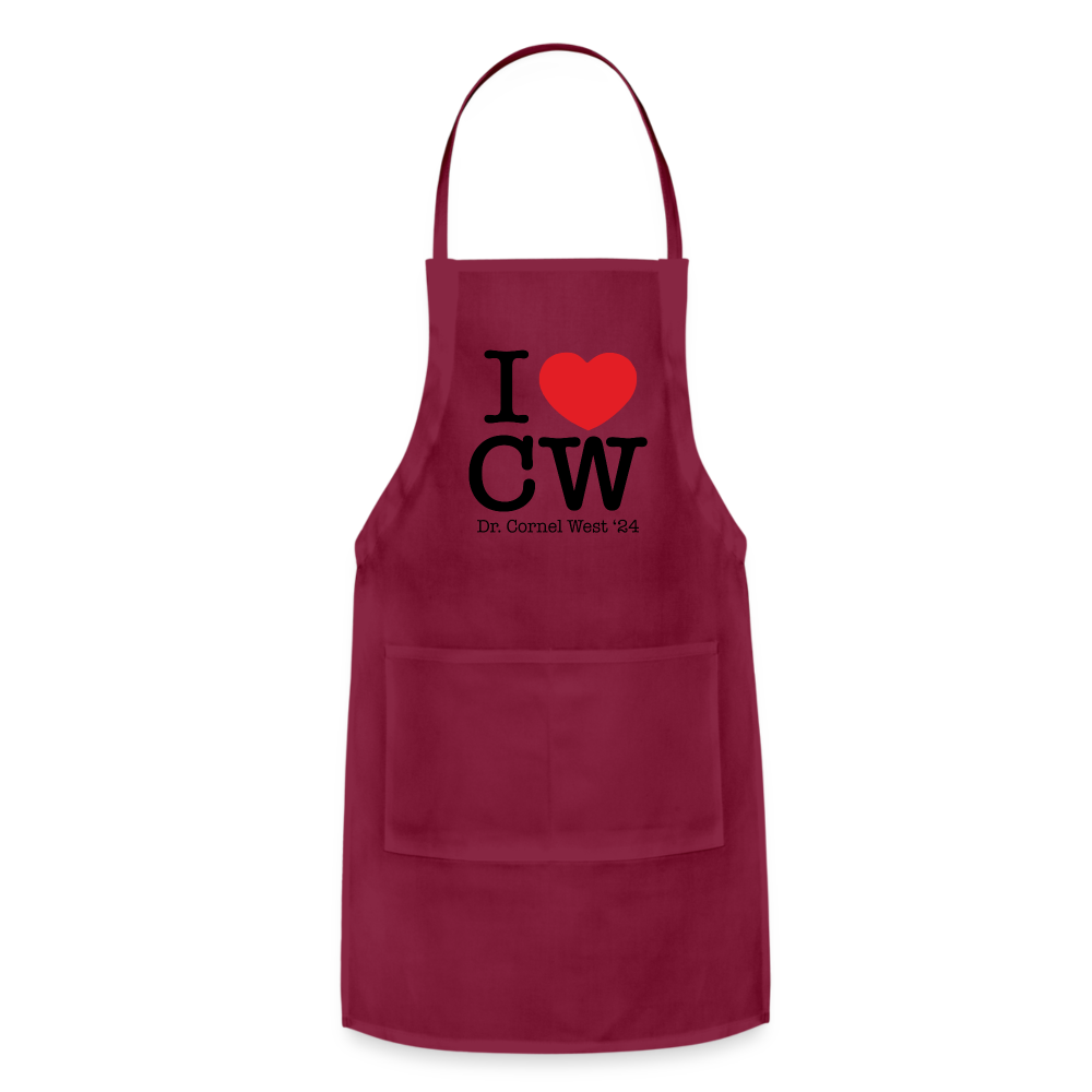 I Love CW Adjustable Apron - burgundy