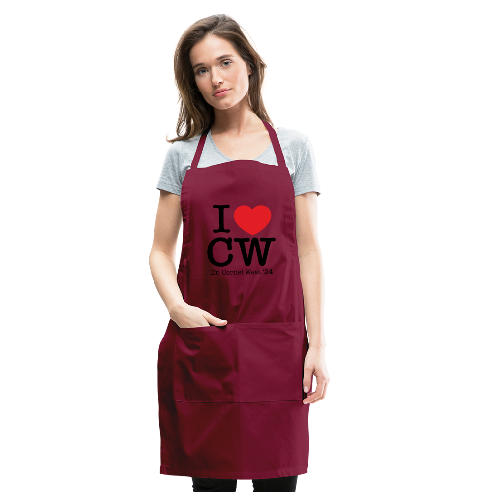 I Love CW Adjustable Apron - burgundy