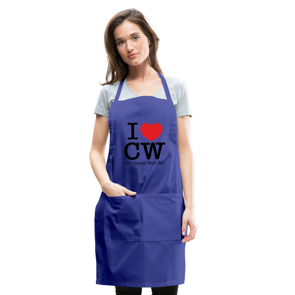 I Love CW Adjustable Apron - royal blue