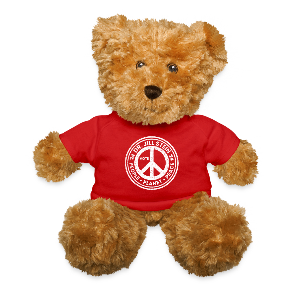 Jill's Peace Sign Teddy Bear - red