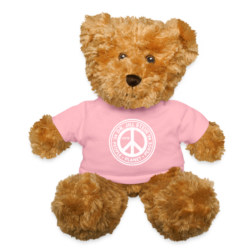 Jill's Peace Sign Teddy Bear - petal pink