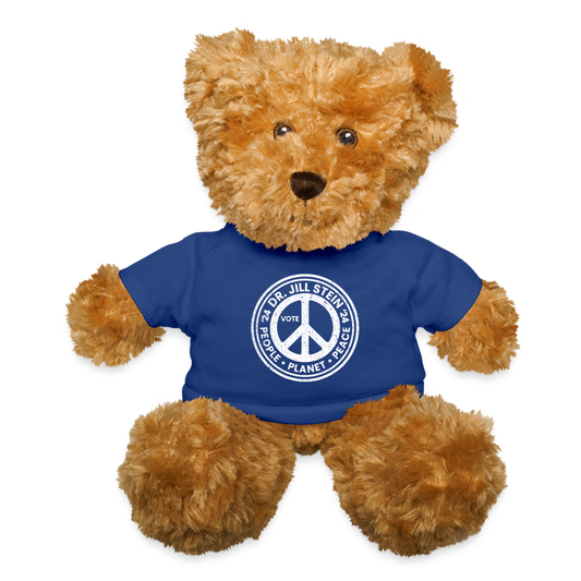 Jill's Peace Sign Teddy Bear - royal blue