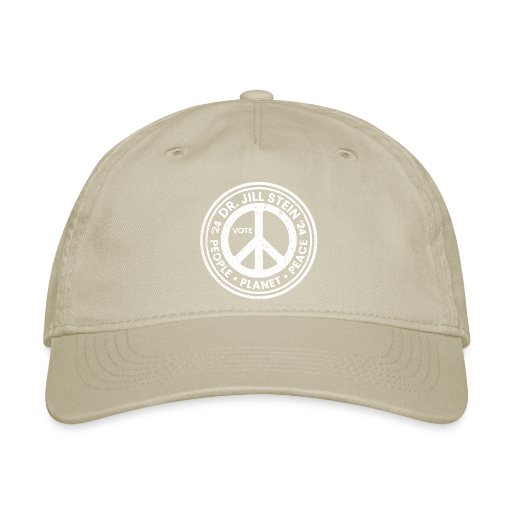Jill's Peace Sign Printed Organic Baseball Cap - khaki