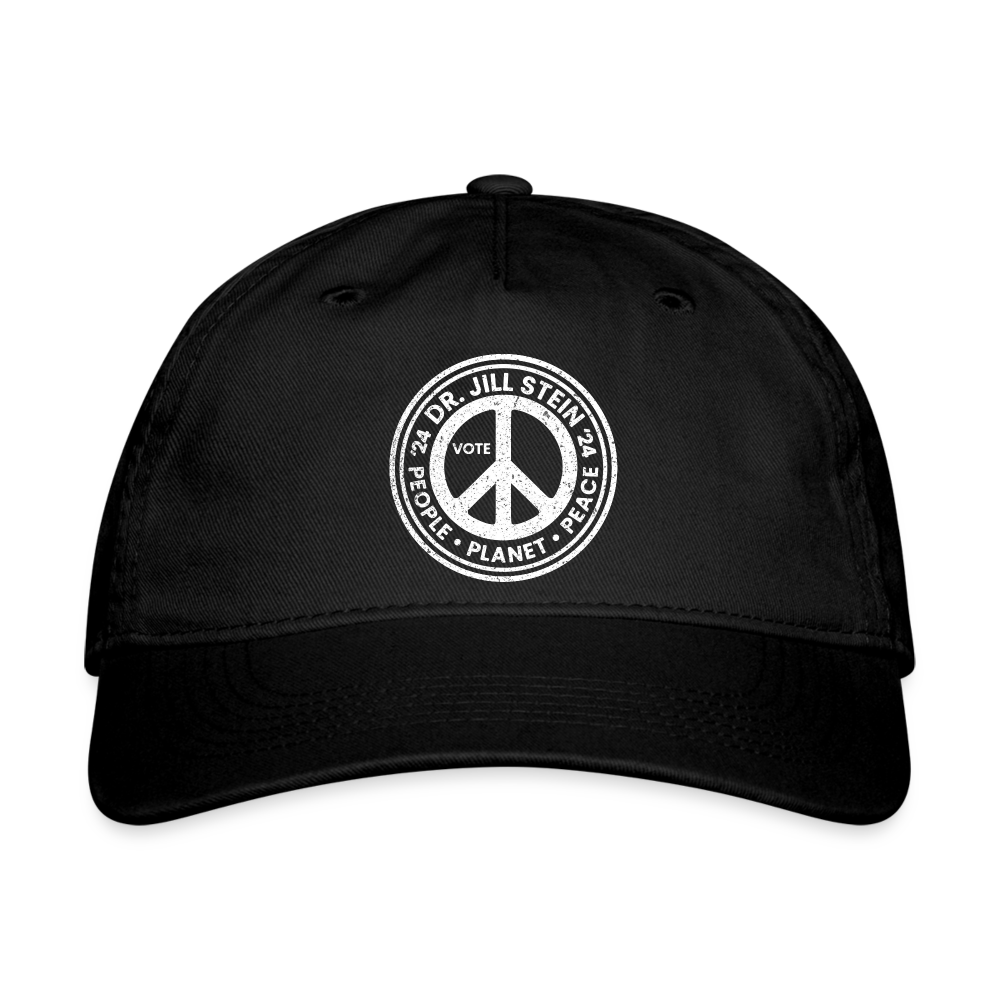 Jill's Peace Sign Printed Organic Baseball Cap - black