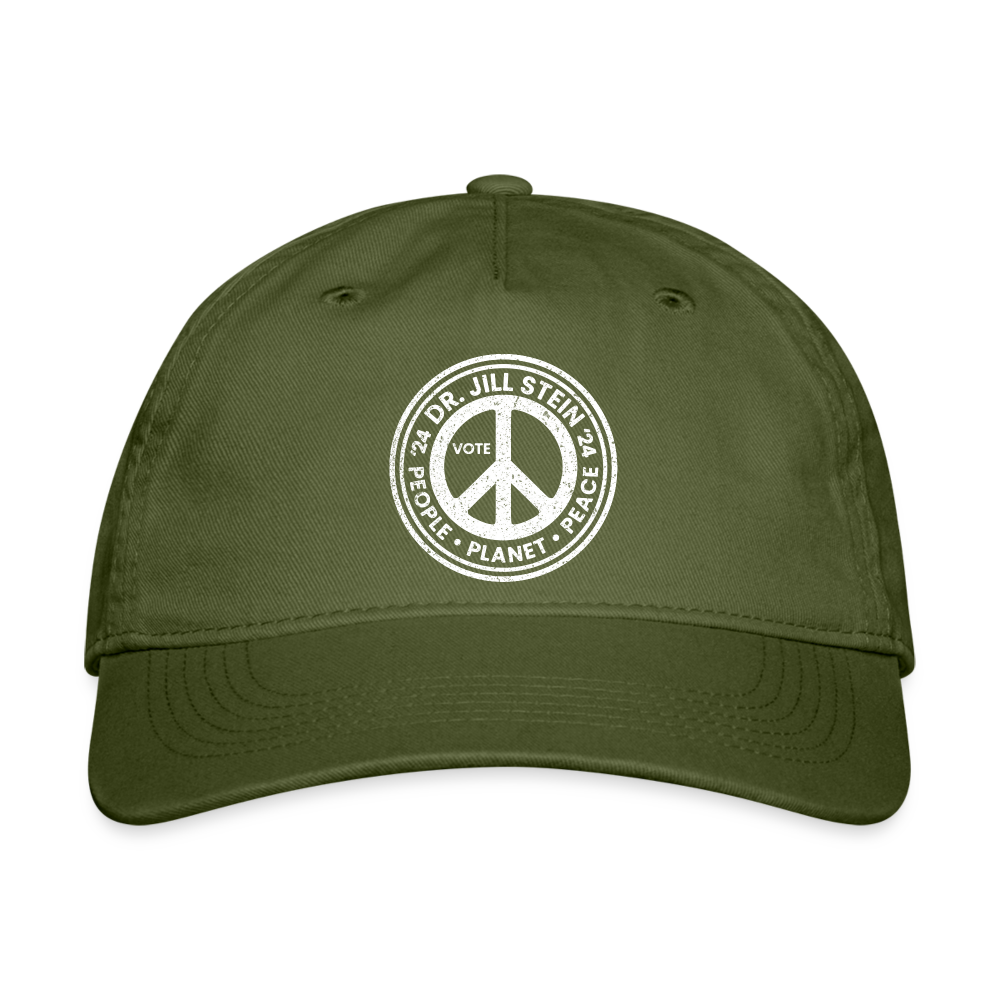 Jill's Peace Sign Printed Organic Baseball Cap - olive green