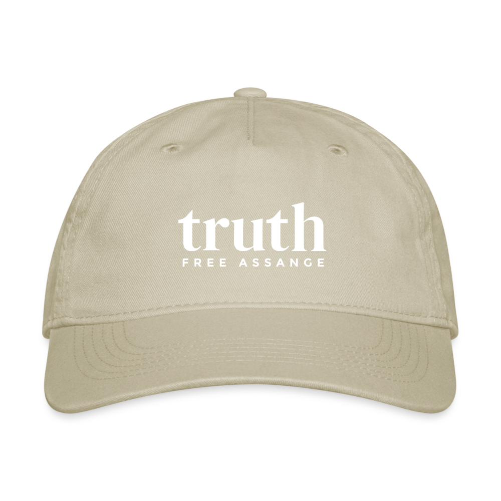 Truth Free Assange Organic Baseball Cap - khaki