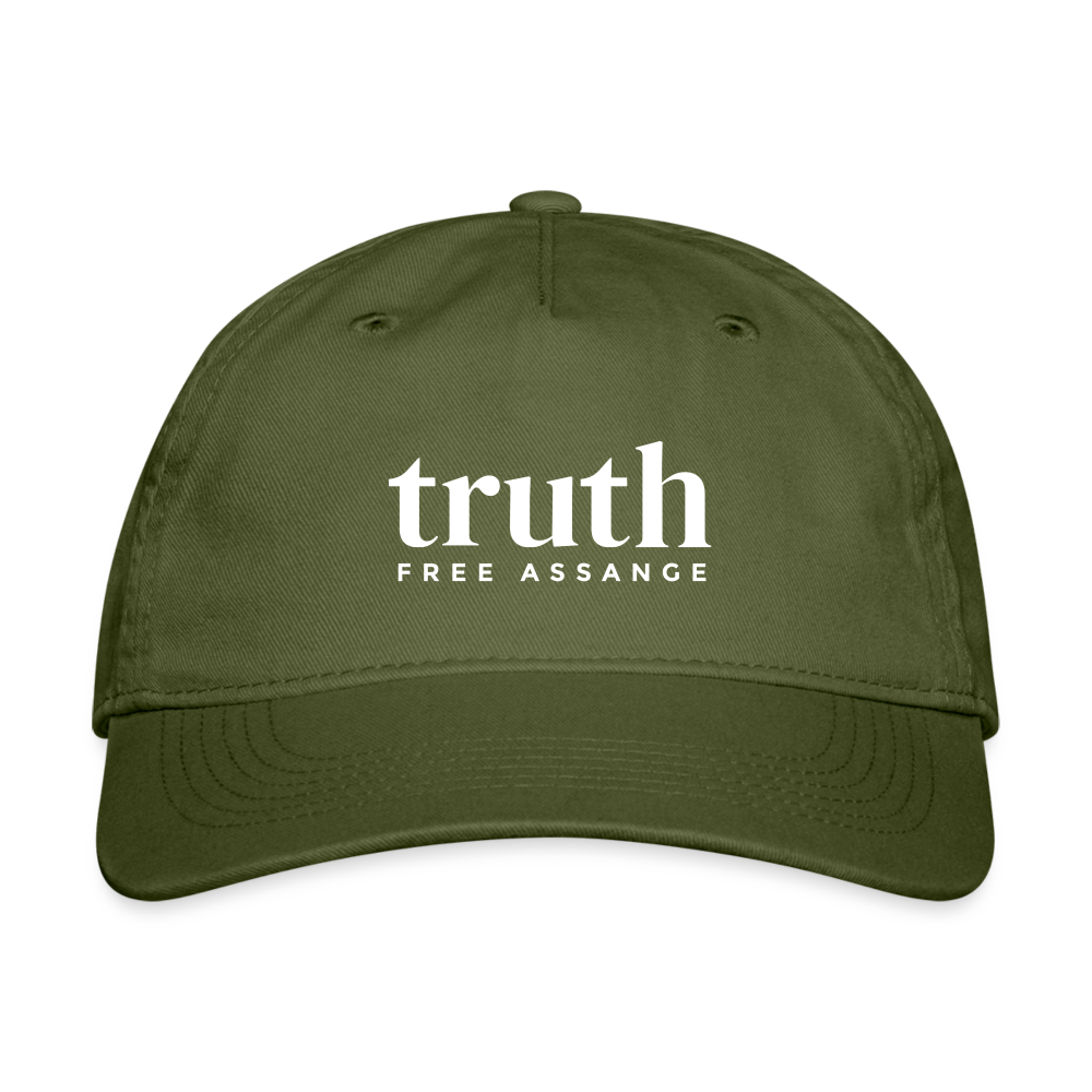 Truth Free Assange Organic Baseball Cap - olive green