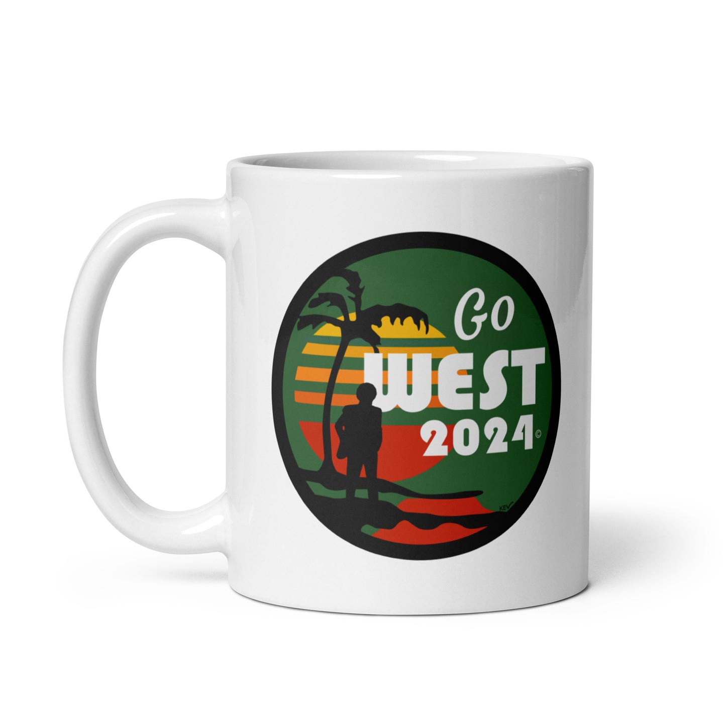 White Glossy Go West Mug
