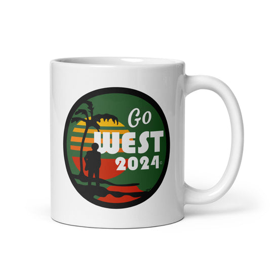 White Glossy Go West Mug