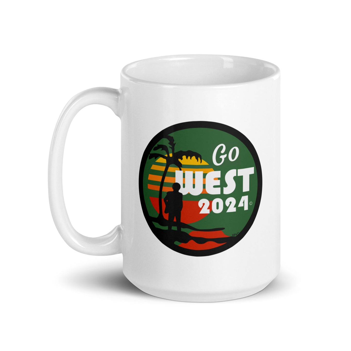 White Glossy Go West Mug