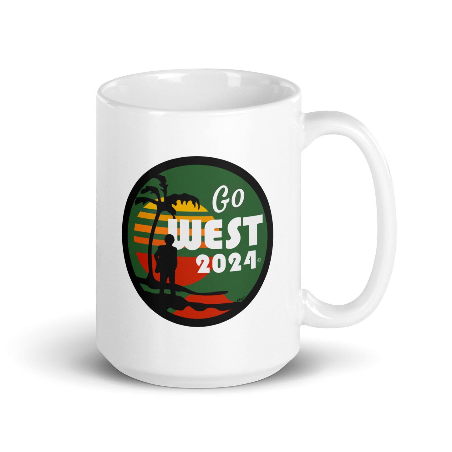 White Glossy Go West Mug