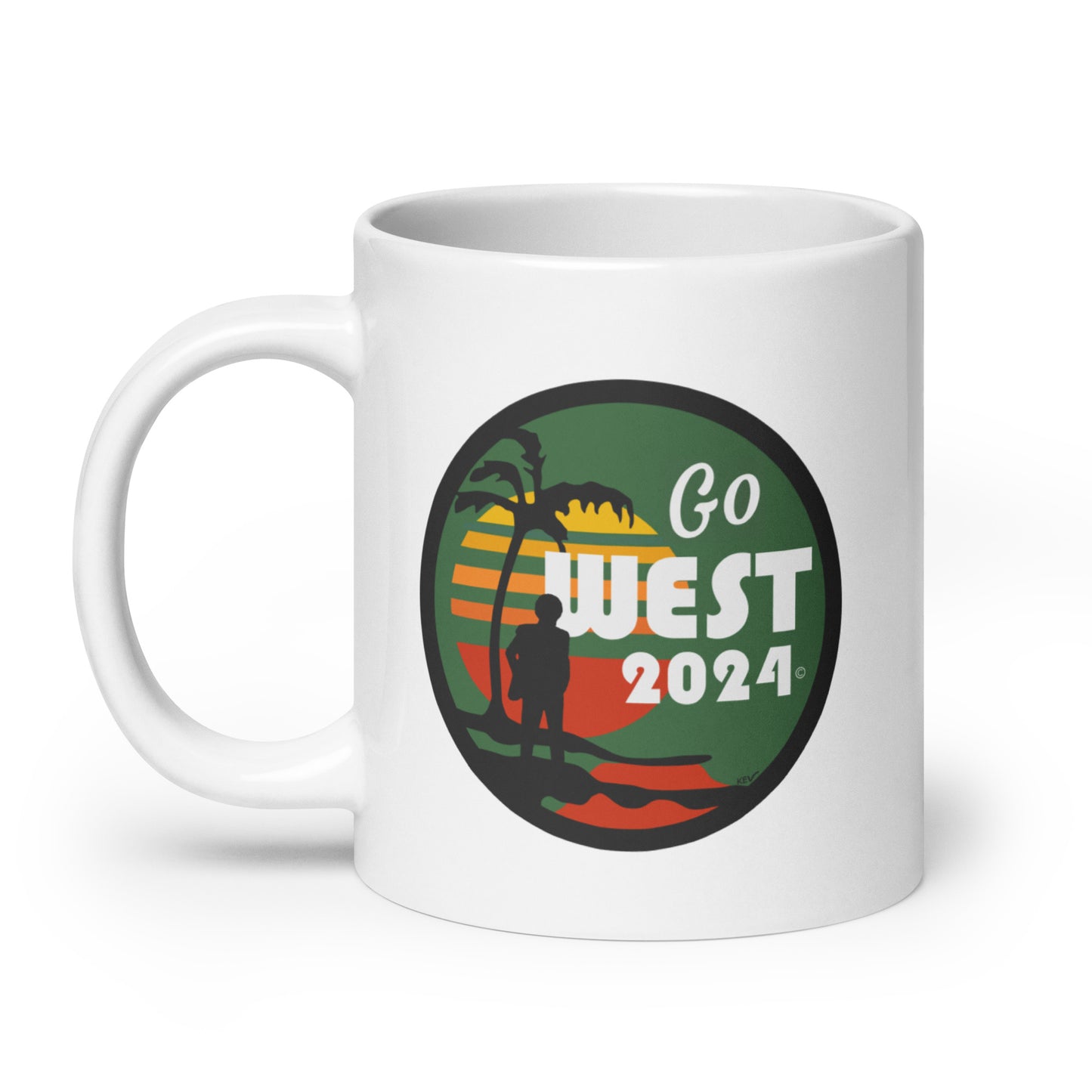 White Glossy Go West Mug