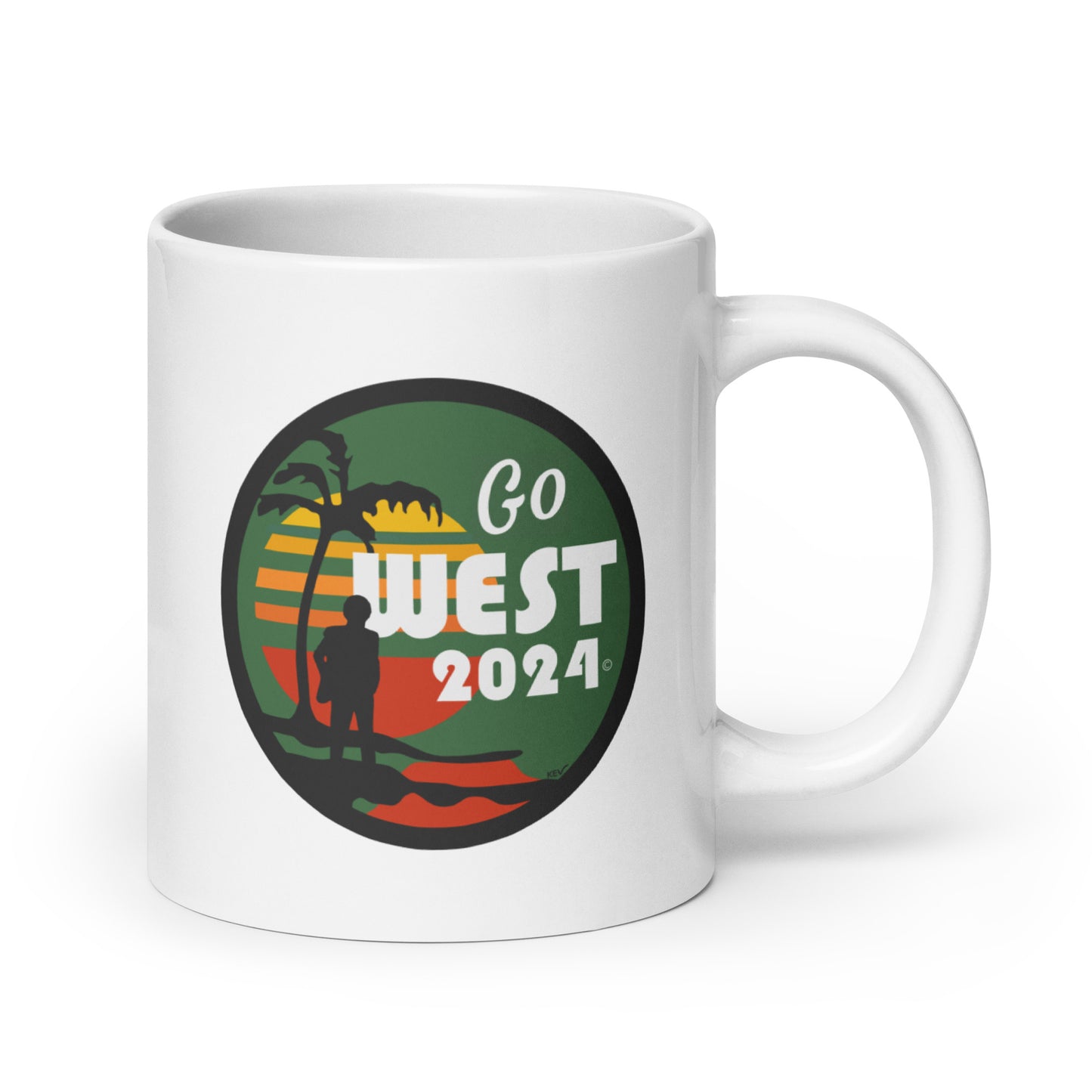 White Glossy Go West Mug